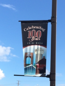Celebrating 100 Years 1914-2014 street pole banner