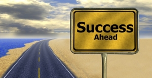 Street Sign on road "Success ahead"