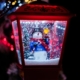 street pole - light post snowman scene set inside a lamp post
