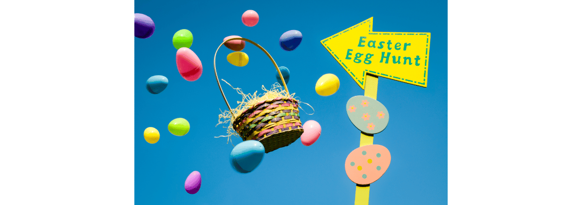 Outdoor signs and decor- Easter Egg Hunt sign with eggs and basket