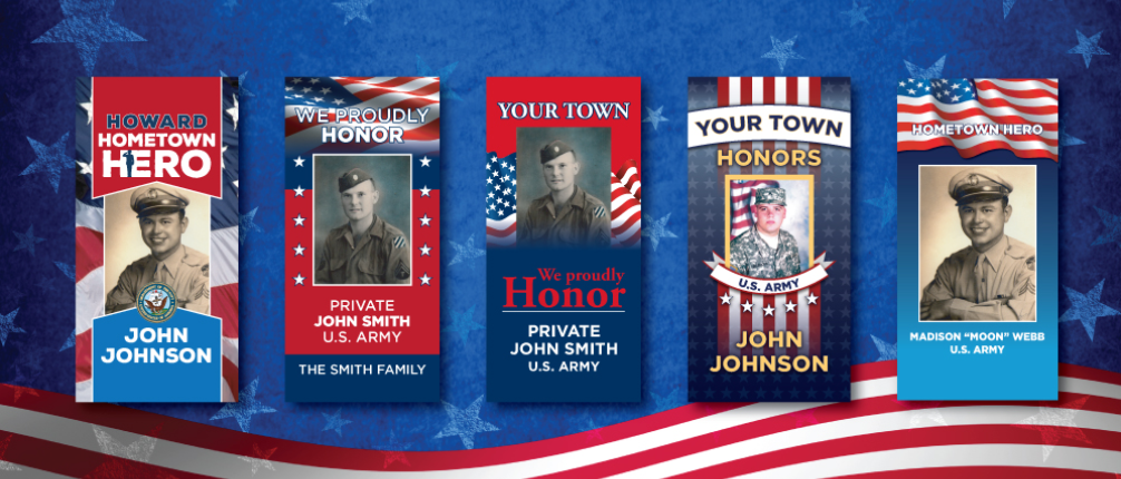 Products: custom hometown heroes pole banners