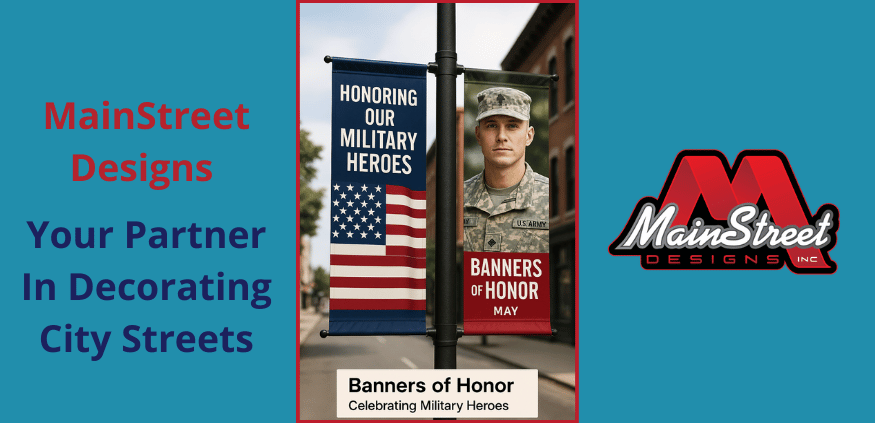 Best Hometown Heroes Banners- MainStreet Designs - Your Partner in Decorating City Streets - Military Tribute Pole Banners