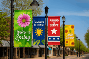 Banners for Spring and Service - 4 banners related to both springtime and honoring service members