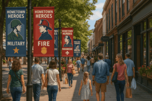 Hometown heroes banner tributes Military and first responders banners