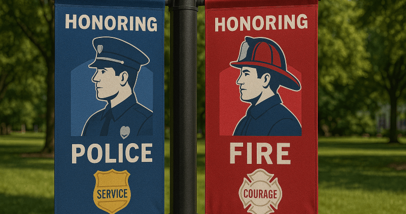 Celebrating Local Heroes: Banner Design for Police & Fire