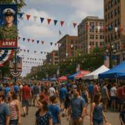 Honor Veterans At Summer Events - 4th of July Celebration with military banners