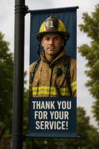 Custom Banners: First Responder firefighter- Thank You for your service!