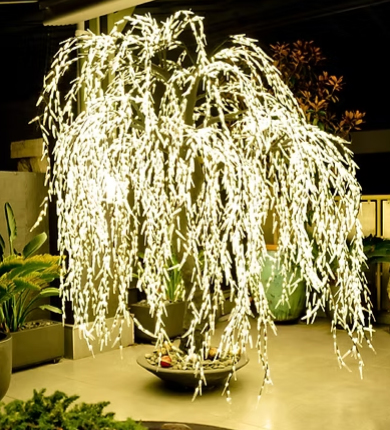 lighted tree (weeping willow) white