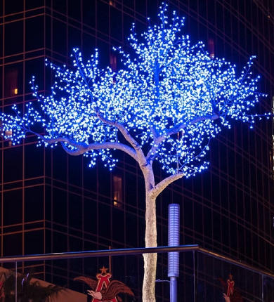 lighted trees - blue