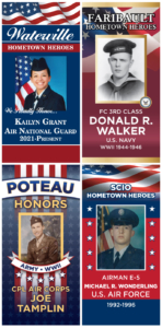 4 image collage of Hometown Heroes Banners