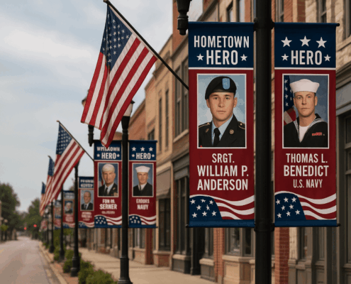 Hometown Heroes Military Tribute banners for VFW and American Legions