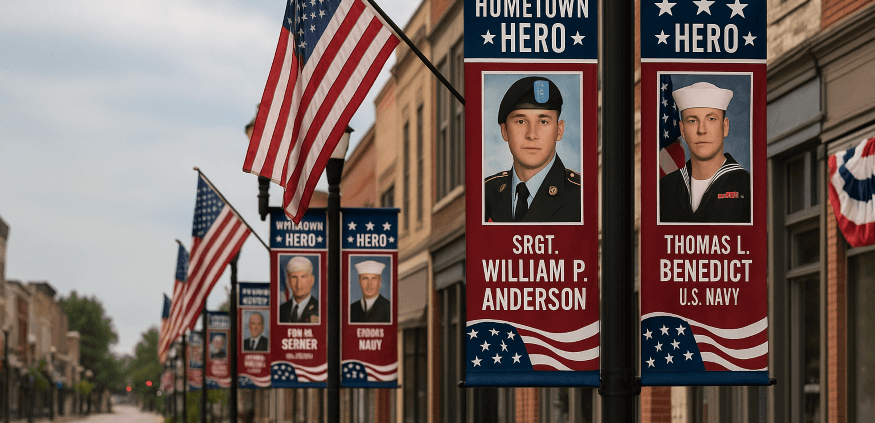 Hometown Heroes Military Tribute banners for VFW and American Legions