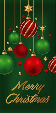 Merry Christmas Holiday Pole Banner - Green background with red and green baubles